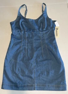 NO BOUNDARIES LIGHT WASH BLUE DENIM SCOOP MINI DRESS Sz. Jr. L 12-14 NWT B62 - Picture 1 of 8
