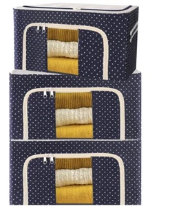 24L Oxford Cloth Steel Frame Storage Box Bag Clothes Storage Bins,Foldable Stack - Picture 1 of 6