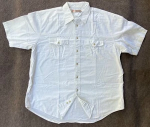 GH Bass Earth Mens Shirt XL Short Sleeve Button Up Cream Pockets Lightweight - Picture 1 of 9