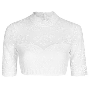 Nina von C. Damen Dirndl-Bluse halbarm Spitze Cups blickdicht Rundhalskragen - Bild 1 von 4