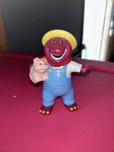 Vintage Barney The Dinosaur Farmer 5”PVC Figure Toy Cake Toppers 1997 Lyons - Picture 1 of 8