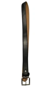 Men's Genuine Leather Belt Black with Silver Buckle Dress Casual XL (48") - Picture 1 of 8