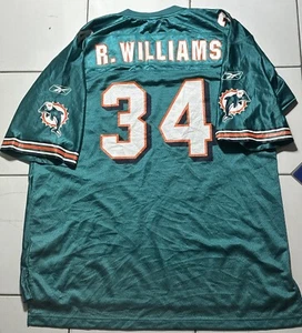 Ricky Williams #34 Miami Dolphins NFL Football Reebok Aqua Teal Jersey Size XL - Picture 1 of 3