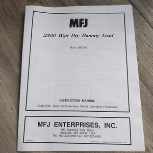 MFJ-265 2500W Dry Dummey Load Instruction Manual - Picture 1 of 1