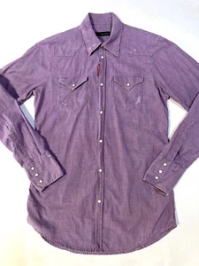 Nice Rare Shirt!_Spring 2014 Dsquared2 Purple Chambray Western Snap Shirt 48 - Picture 1 of 8