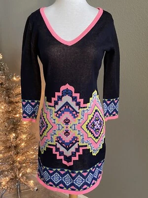 Vestido Suéter FLYING TOMATO Bodycon Estampado Suroeste Cuello en V Talla Grande Nuevo sin Etiquetas Foto 1 de 4