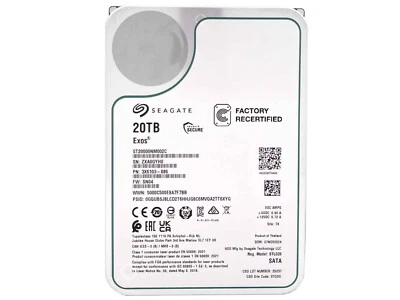 Seagate 20TB 7200RPM ST20000NM002C  SATA 6Gb/s 256MB 3.5in Enterprise Hard Drive - Image 1 of 4
