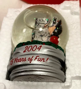 Disney Mickey Mouse Mini Snow Globe Christmas Ornament 75 Years of Fun! 2004 - Picture 1 of 12