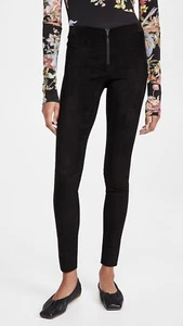 ALICE & OLIVIA NWT Zip Front Black Suede Lambskin Skinny Dress Pant Legging 0 - Picture 1 of 4