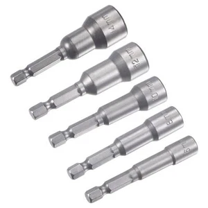1/4" Quick-Change Hex Shank 6mm 8mm 10mm 12mm14mm Magnetic Nut Driver Bit Set - Picture 1 of 6