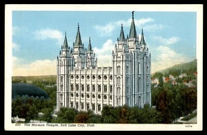 Postcard The Mormon Temple Exterior View, Salt Lake City, Utah LINEN UNP - Picture 1 of 2