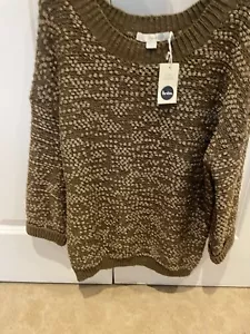 BNWT Boden Ladies Brown And Gold Textured Knit Jumper Uk Size 10 - Picture 1 of 12