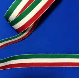 Grosgrain ribbon striped ribbon Italian flag ribbon 7/8" Red White Green 10 yds - Picture 1 of 4