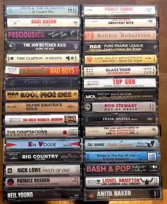 32 CASSETTE TAPE LOT - MIXED GENRE - QUEEN/SINATRA/ TOP GUN/ANITA BAKER/BYRDS/ - Image 1 of 4