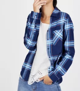 Hayes Vented Back Button Down Long Sleeve Red Blue Plaid Shirt - Picture 1 of 6