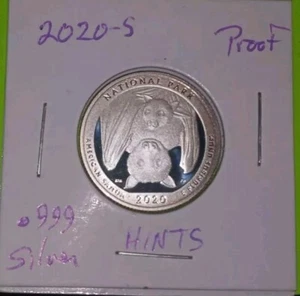 2020 S American Samoa NP PARK Washington Quarter .999 SILVER Proof FROSTY Bat A - Picture 1 of 7