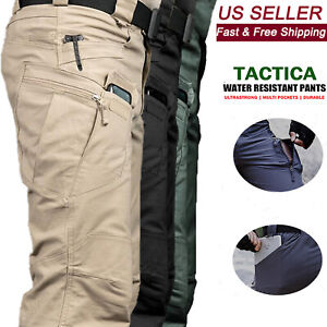 Men's Work Cargo Pants Tactical Combat Pants Outdoor Hiking Waterproof Trousers