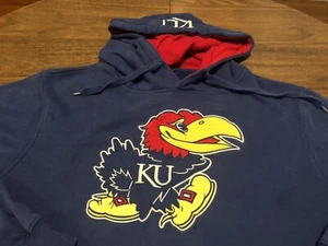 Sudadera con capucha azul mediano con logotipo bordado de mascota de los Kansas Jayhawks - Imagen 1 de 11