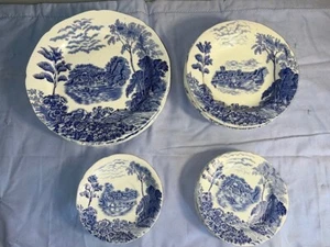 Juego de 6 platos/cuenco vintage Pountney & Co The Thames at Pangbourne azul blanco - Imagen 1 de 8