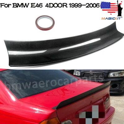For BMW E46 318i 325i,328i,330i,335i 4DR 1999-06 Rear Trunk Spoiler Carbon Color - Image 1 of 4