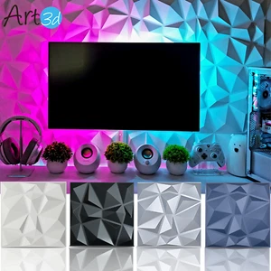 Art3d 12-Pack 19.7"x19.7" PVC Decorative 3D Wall Panels 3D Diamond Textured - Picture 1 of 57