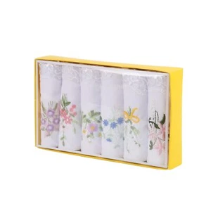 Boxed Ladies Handkerchiefs Embroidery Women Cotton Handkerchiefs Lace Hankies... - Picture 1 of 6