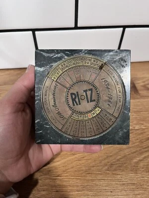 Vintage NABISCO RITZ CRACKER 50TH ANNIVERSARY Marble & Brass Perpetual Calendar  - Image 1 of 3