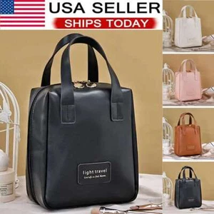 Bolsa de cosméticos de cuero PU Estuche de maquillaje Bolsa Organizador de lavado de artículos de tocador Bolsa de viaje nueva - Imagen 1 de 19
