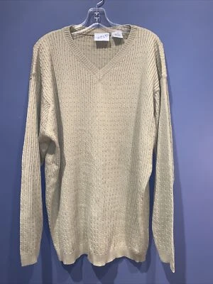 Suéter Pullover Para Hombres 2X Lana, Caqui, Vintage Irvine Park Manga Larga Cuello en V Foto 1 de 3