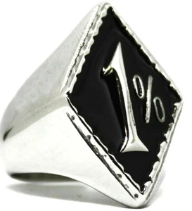 One Percent 1% Outlaw Biker Ring, Stainless Steel Sz 7,8,9,10,11,12,13,14,15 - Picture 1 of 5