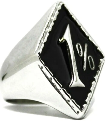 Anillo de motociclista One Percent 1%, Outlaw, acero inoxidable talla 7,8,9,10,11,12,13,14,15 Foto 1 de 4