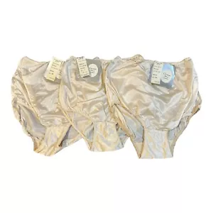 Christian Dior Intimates VTG 80s Monogram Satin Panty Sz 4 Set/3 Nylon Biege R22 - Picture 1 of 6