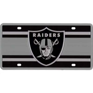 Oakland Raiders Full Color Super Stripe Inlay License Plate - Picture 1 of 1