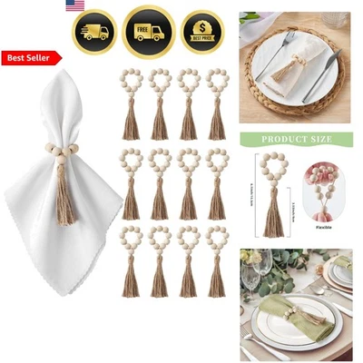 Anelli tovaglioli in legno set 12 decorazioni tavola boho per matrimoni vacanze - Immagine 1 di 4