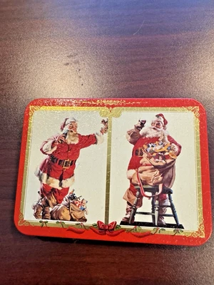 Vintage 1994 Coca Cola Santa Claus Playing Cards 2 Decks  New  Beautiful Tin Box - Image 1 of 4
