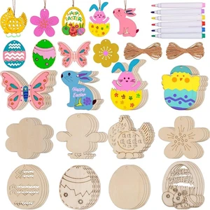 Max Fun 60PCS Wood Cutouts for Crafts Unfinished Ornaments DIY with Bunny to... - Picture 1 of 7