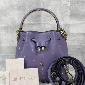 Jimmy Choo Women's 2way bag Star Studded Leather Purple Used Auth Excellent+ JPN - Picture 1 of 10