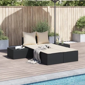 Doppel-Sonnenliege mit Auflagen Gartenliege Liegestuhl Loungeliege Poly Rattan - Bild 1 von 72