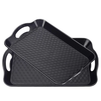 Plastic Tray with Handles, 2 Pack Multi-Purpose Rectangular Non Slip Restaurant - Image 1 of 4