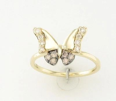 Ювелирные изделия для женщин кольцо-бабочка из желтого золота 14 карат с шоколадным белым бриллиантом LeVian - Изображение 1 из 4