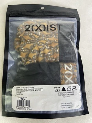 2xist Sliq Classic Thong 2 Pack Underwear Golden Links Black Beauty Mens Size S - Image 1 of 4