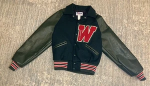 Meca Jacke grün Leder Varsity Letterman Wolle Jared Small - Bild 1 von 15