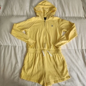 Polo Ralph Lauren Hooded Romper Girls L 12-14 Yellow - Picture 1 of 10