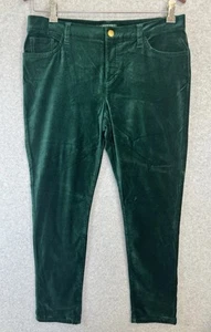 Lauren Ralph Lauren Petite Green Velvet Pants 10P Stretch Cotton Blend Mid Rise - Picture 1 of 11