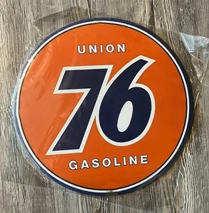 Union 76 Gasoline 12" Diameter Novelty Hem Wrapped Metal Sign New! - Picture 1 of 2