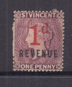 St VINCENT 1885  1d Lilac QV ovpt REVENUE in Red & Black-FU - Bild 1 von 1