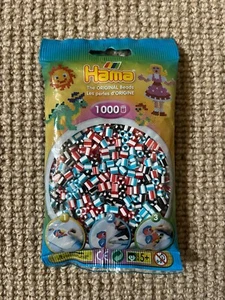 Hama Midi Beads 1000 Ironing Craft Beads NEW Red Blue Black White Stripe Code 91 - Picture 1 of 2