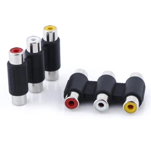 1PC 3 RCA AV audio video female to female jack coupler adapter 3RCA connector^^i - Photo 1/7