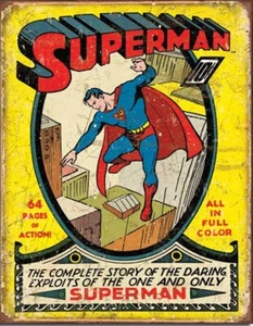 Superman No1 Cover Tin Metal Sign High Quality Made in USA Licensed - Picture 1 of 4