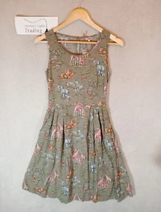 Cath Kidston London Kleid Damen XS 6 Tiere Safari Zoo Baumwolle Khaki Grün - Bild 1 von 19